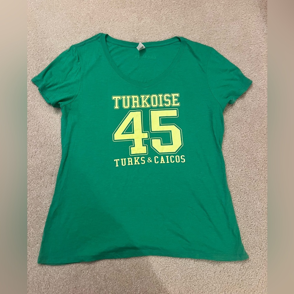 Green Graphic Women's Vneck Top